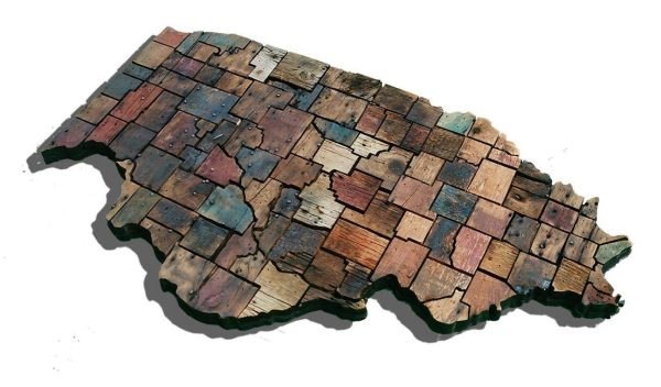 Illinois Counties map made from Reclaimed Barn Wood, recycled, reclaimed wooden map, vintage, rustic fine art one of a kind piece.