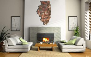 Illinois Counties map made from Reclaimed Barn Wood, recycled, reclaimed wooden map, vintage, rustic fine art one of a kind piece.