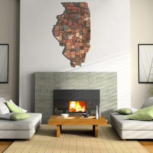 Illinois Counties map made from Reclaimed Barn Wood, recycled, reclaimed wooden map, vintage, rustic fine art one of a kind piece.