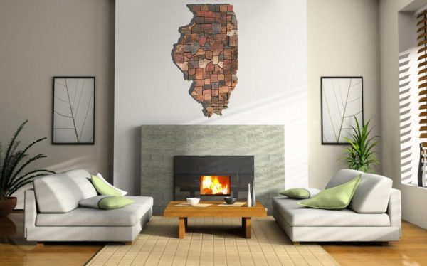 Illinois Counties map made from Reclaimed Barn Wood, recycled, reclaimed wooden map, vintage, rustic fine art one of a kind piece.