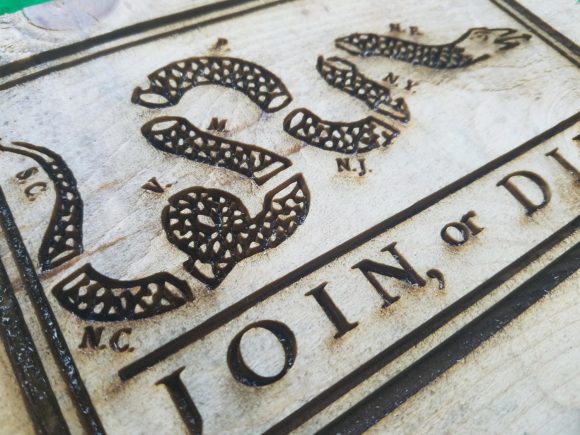 Join or Die Flag Engraving Weathered Wood One of a kind ,vintage, art, distressed, weathered, recycled, snake, white
