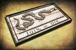 Join or Die Flag, Limited Edition, Weathered Wood One of a kind ,vintage, art, distressed, weathered, recycled, snake, white