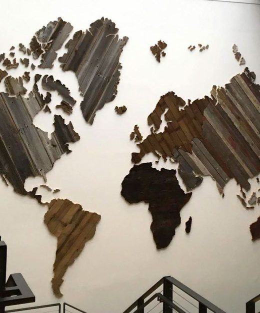 Map of the World from Reclaimed Barn Wood, recycled, reclaimed barn wood, vintage, rustic fine art one of a kind piece.