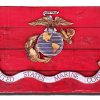 Marine Corps Flag, Handmade vintage, art, distressed, weathered, recycled, home decor, Wall art, reclaimed, Red, Yellow, 3D