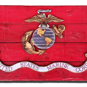 Marine Corps Flag, Handmade vintage, art, distressed, weathered, recycled, home decor, Wall art, reclaimed, Red, Yellow, 3D