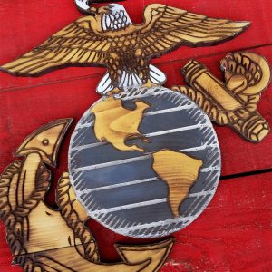 Marine Corps Flag, Handmade vintage, art, distressed, weathered, recycled, home decor, Wall art, reclaimed, Red, Yellow, 3D