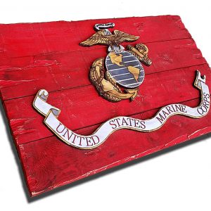 Marine Corps Flag, Handmade vintage, art, distressed, weathered, recycled, home decor, Wall art, reclaimed, Red, Yellow, 3D