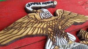 Marine Corps Flag, Handmade vintage, art, distressed, weathered, recycled, home decor, Wall art, reclaimed, Red, Yellow, 3D