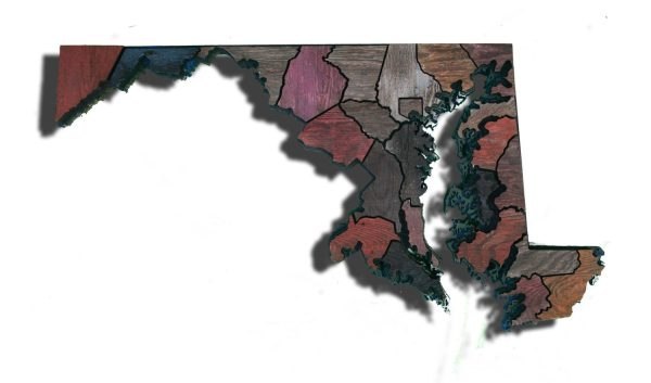 Maryland Counties map made from Reclaimed fencing, recycled, reclaimed wooden map, vintage, rustic fine art one of a kind piece.