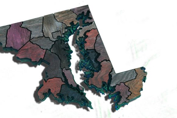 Maryland Counties map made from Reclaimed fencing, recycled, reclaimed wooden map, vintage, rustic fine art one of a kind piece.