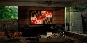 Maryland Flag, Limited Edison Edition, Weathered Wood One of a kind , Wooden, vintage, art, distressed, recycled, Baltimore, red, yellow