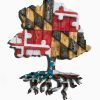 Maryland flag tree with American Roots!, USA, Heritage, Patriotic, United States, Baltimore, Red white blue, 4th of July, split flag