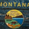 Montana State Flag, Handmade, Distressed Wooden ,vintage, art, distressed, weathered, recycled, home decor, Wall art, reclaimed, Blue