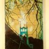 One of a kind  Polaroid transfer taken of the historic St. Johns Bridge in St. Johns Oregon transferred on a wood block.