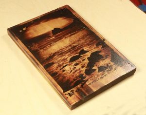 One of a kind  Polaroid transfer taken on the Oregon coast transferred on a wood block.