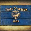Oregon Flag, Distressed Wooden Flag, vintage, art, distressed, weathered, recycled, home decor, Wall art, recycled, yellow, Blue, Portland