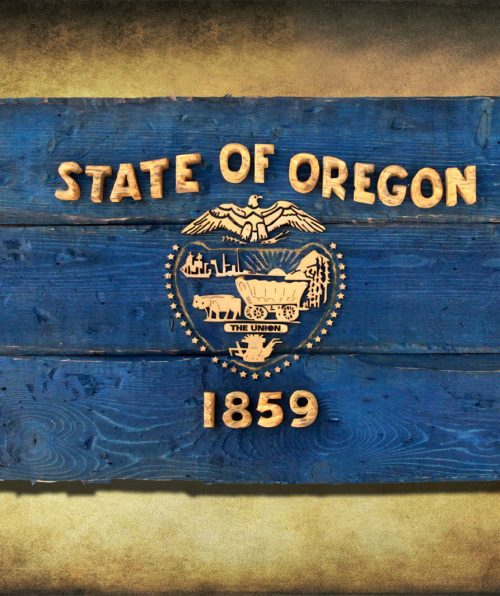 Oregon Flag, Distressed Wooden Flag, vintage, art, distressed, weathered, recycled, home decor, Wall art, recycled, yellow, Blue, Portland