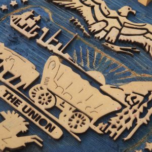 Oregon Flag, Distressed Wooden Flag, vintage, art, distressed, weathered, recycled, home decor, Wall art, recycled, yellow, Blue, Portland