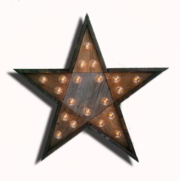 Reclaimed wood marquee star w/ Lights, Shabby Chic, Salvaged Barn Wood Letter, Wedding, Nursery Alphabet Letter, restaurant, home decor