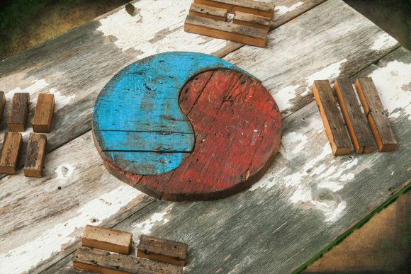 South Korean Flag,  Barn Wood Edition,  Wooden, vintage, art, distressed, weathered, recycled, Asia flag art. Repurposed, Korea
