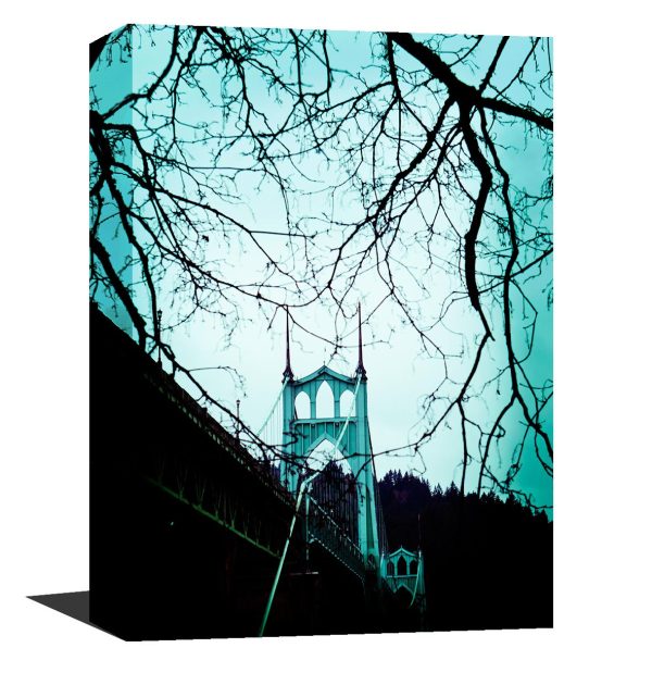 stunning museum quality canvas print, Saint Johns Bridge, photography, Teal, Blue, Portland Oregon, St. John's, Home Decor, Portland Bridge