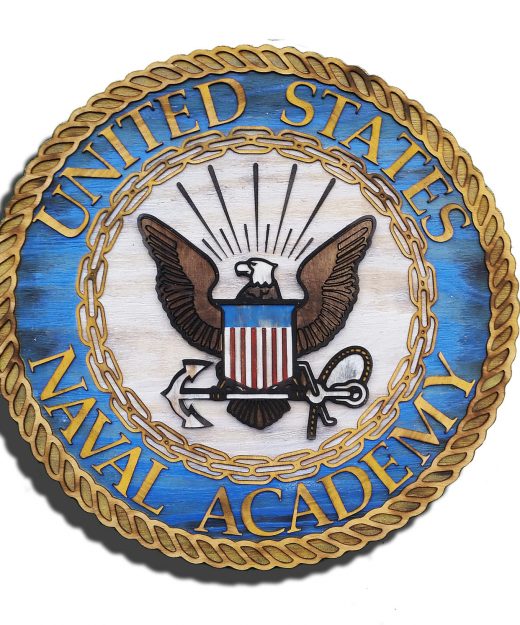 United States Naval Academy with 3D from reclaimed wood, vintage, art, weathered, recycled, home decor, Naval Academy, Man Cave, blue, brown