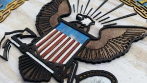 United States Naval Academy with 3D from reclaimed wood, vintage, art, weathered, recycled, home decor, Naval Academy, Man Cave, blue, brown