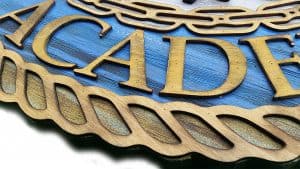United States Naval Academy with 3D from reclaimed wood, vintage, art, weathered, recycled, home decor, Naval Academy, Man Cave, blue, brown