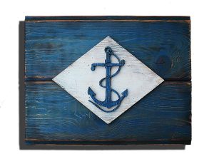 United States Naval Flag, 3D Vintage from reclaimed wood, art, weathered, recycled, home decor, Infantry Battalion Flag  Man Cave, blue