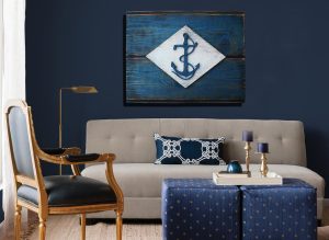 United States Naval Flag, 3D Vintage from reclaimed wood, art, weathered, recycled, home decor, Infantry Battalion Flag  Man Cave, blue