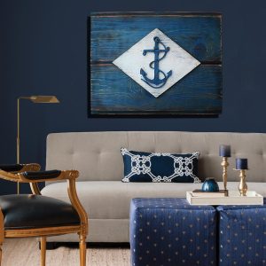 United States Naval Flag, 3D Vintage from reclaimed wood, art, weathered, recycled, home decor, Infantry Battalion Flag  Man Cave, blue