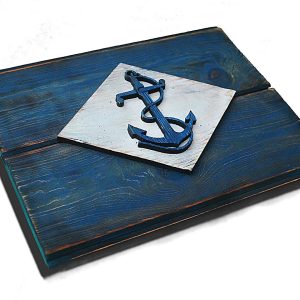 United States Naval Flag, 3D Vintage from reclaimed wood, art, weathered, recycled, home decor, Infantry Battalion Flag  Man Cave, blue