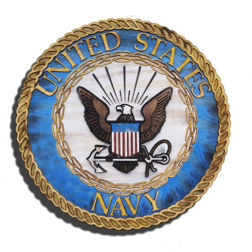 United States Navy official Seal 3D from reclaimed wood, vintage, art, weathered, recycled, home decor, Naval Academy, Man Cave, blue, brown