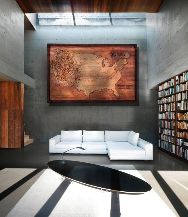 United States of America Topographical Map from a varity of wood sources,  USA, State map, vintage, rustic fine art one of a kind piece.