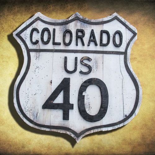 Vintage Road Sign, Reclaimed wood, Colorado, Route 40, Retro, Black, White, 1950's, 50's, Nostalgia,  home decor, wall art, recycled art