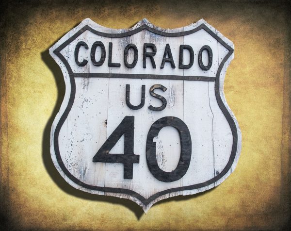 Vintage Road Sign, Reclaimed wood, Colorado, Route 40, Retro, Black, White, 1950's, 50's, Nostalgia,  home decor, wall art, recycled art