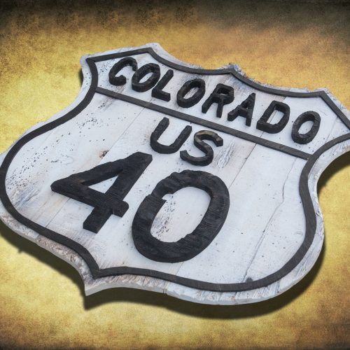 Vintage Road Sign, Reclaimed wood, Colorado, Route 40, Retro, Black, White, 1950's, 50's, Nostalgia,  home decor, wall art, recycled art