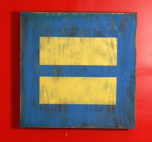 Weathered wood Human rights campaign vintage wood wall art, 24x24x4