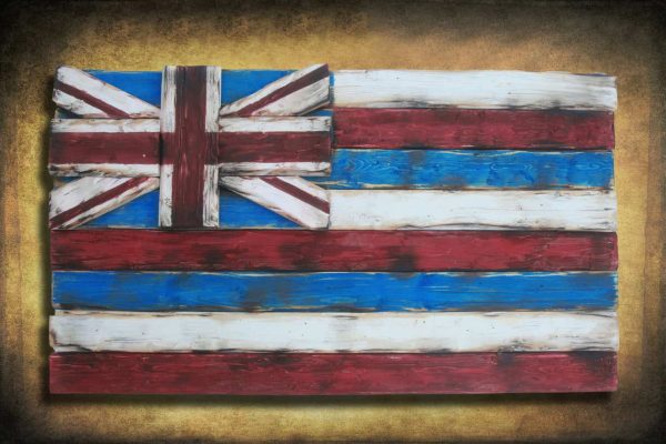Weathered Wood One of a kind 3D Hawaii State flag, Wooden, vintage, art, Maui, O'ahu, distressed, home decor, patriotic, Hawaiian,blue, red