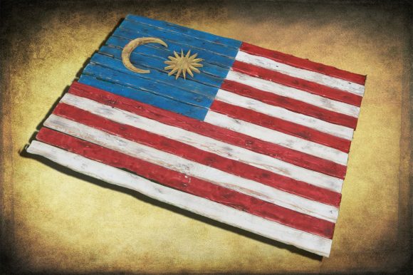 Weathered Wood One of a kind 3D Malaysian flag, Wooden, vintage, art, distressed, patriotic, Malaysia, red, Blue, White