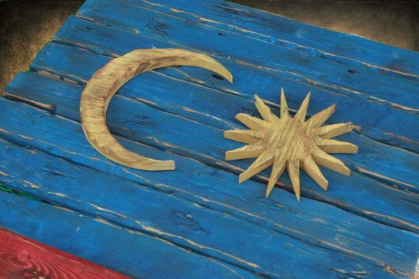 Weathered Wood One of a kind 3D Malaysian flag, Wooden, vintage, art, distressed, patriotic, Malaysia, red, Blue, White