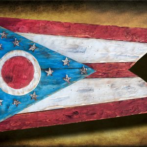 Weathered Wood One of a kind 3D Ohio Flag, Wooden, vintage, art, distressed, Cincinnati, Blue, Cleveland, red