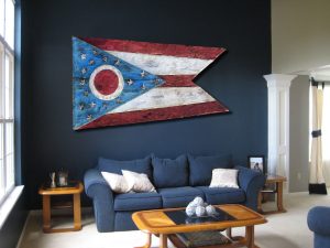 Weathered Wood One of a kind 3D Ohio Flag, Wooden, vintage, art, distressed, Cincinnati, Blue, Cleveland, red