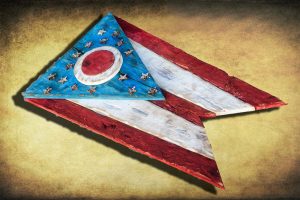 Weathered Wood One of a kind 3D Ohio Flag, Wooden, vintage, art, distressed, Cincinnati, Blue, Cleveland, red
