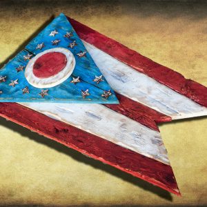 Weathered Wood One of a kind 3D Ohio Flag, Wooden, vintage, art, distressed, Cincinnati, Blue, Cleveland, red