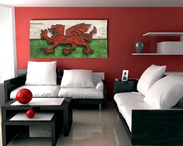 Weathered Wood One of a kind 3D Welsh flag, Wooden, vintage, art, UK, England, distressed, home decor, patriotic, Scotland,  red, Wales