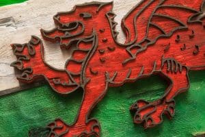 Weathered Wood One of a kind 3D Welsh flag, Wooden, vintage, art, UK, England, distressed, home decor, patriotic, Scotland,  red, Wales