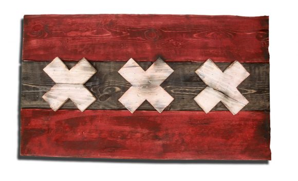 Weathered Wood One of a kind Amsterdam flag, Wooden, vintage, art, distressed, Dutch, recycled, Amsterdam flag art. Netherlands, red