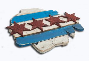 Weathered Wood One of a kind Chicago Blackhawks Commemorative Flag, vintage, Bulls, art, distressed, weathered, recycled, Chicago flag art