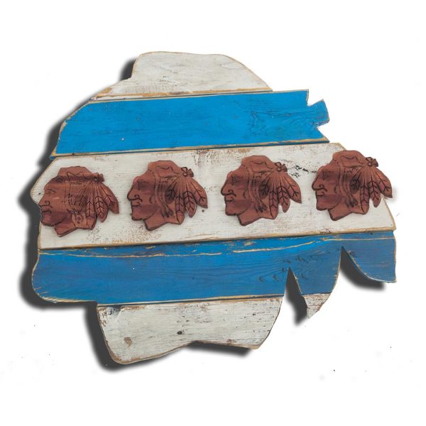 Weathered Wood One of a kind Chicago Blackhawks Commemorative Flag, vintage, Bulls, art, distressed, weathered, recycled, Chicago flag art